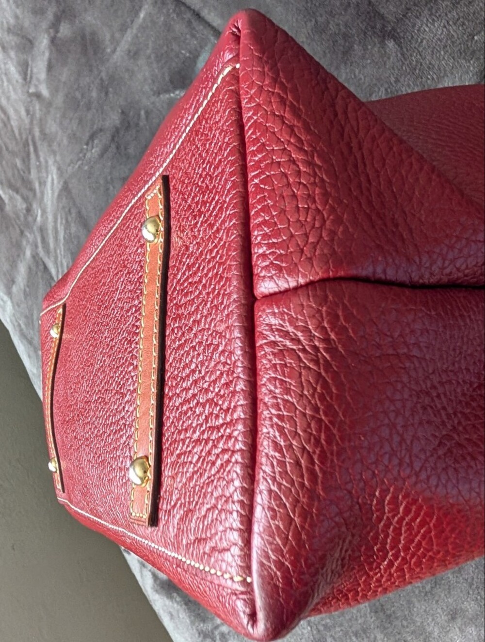 Dooney& Bourke Burgundy Leather Shoulder Hobo Bag with Gold Hardware - Picture 4 of 15